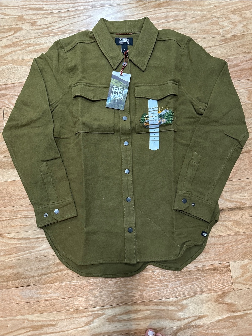 Duluth Trading Co Olive Green Button-Up Shirt Jacket
